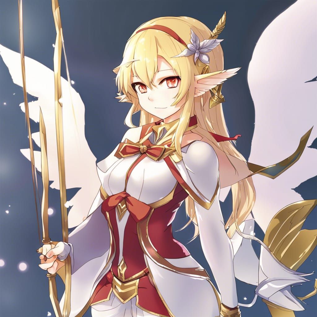 Winged Elf Archer in Anime Style