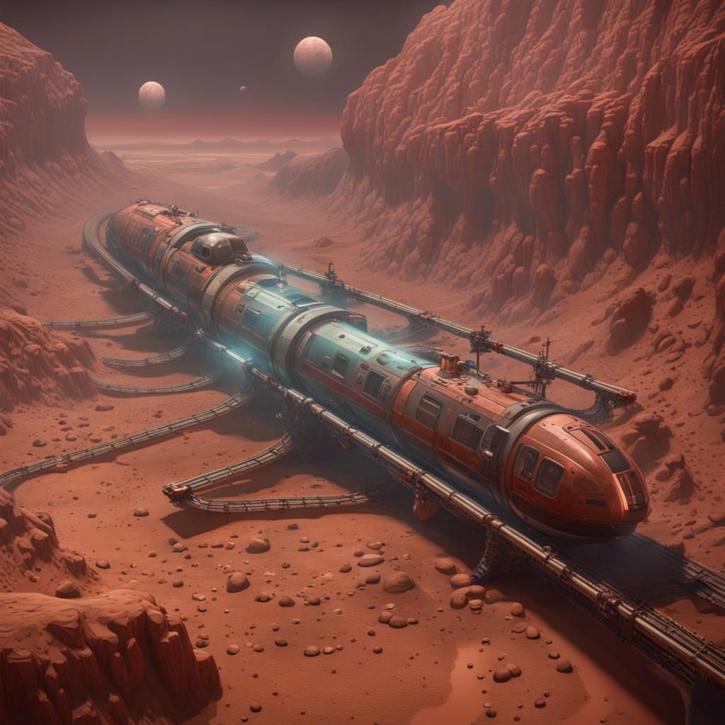 Map of Martian Transportation in Underground Style