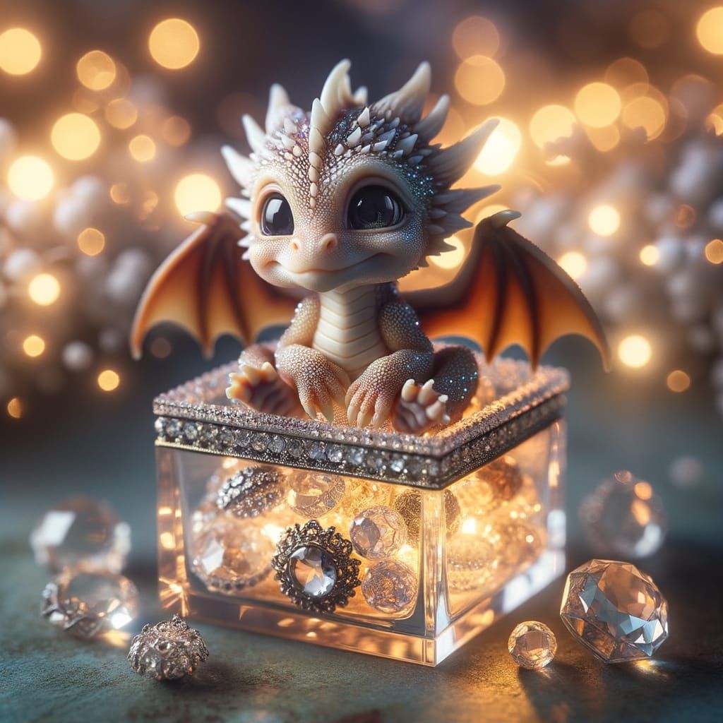 Baby Dragon in Crystalline Jewelry Box