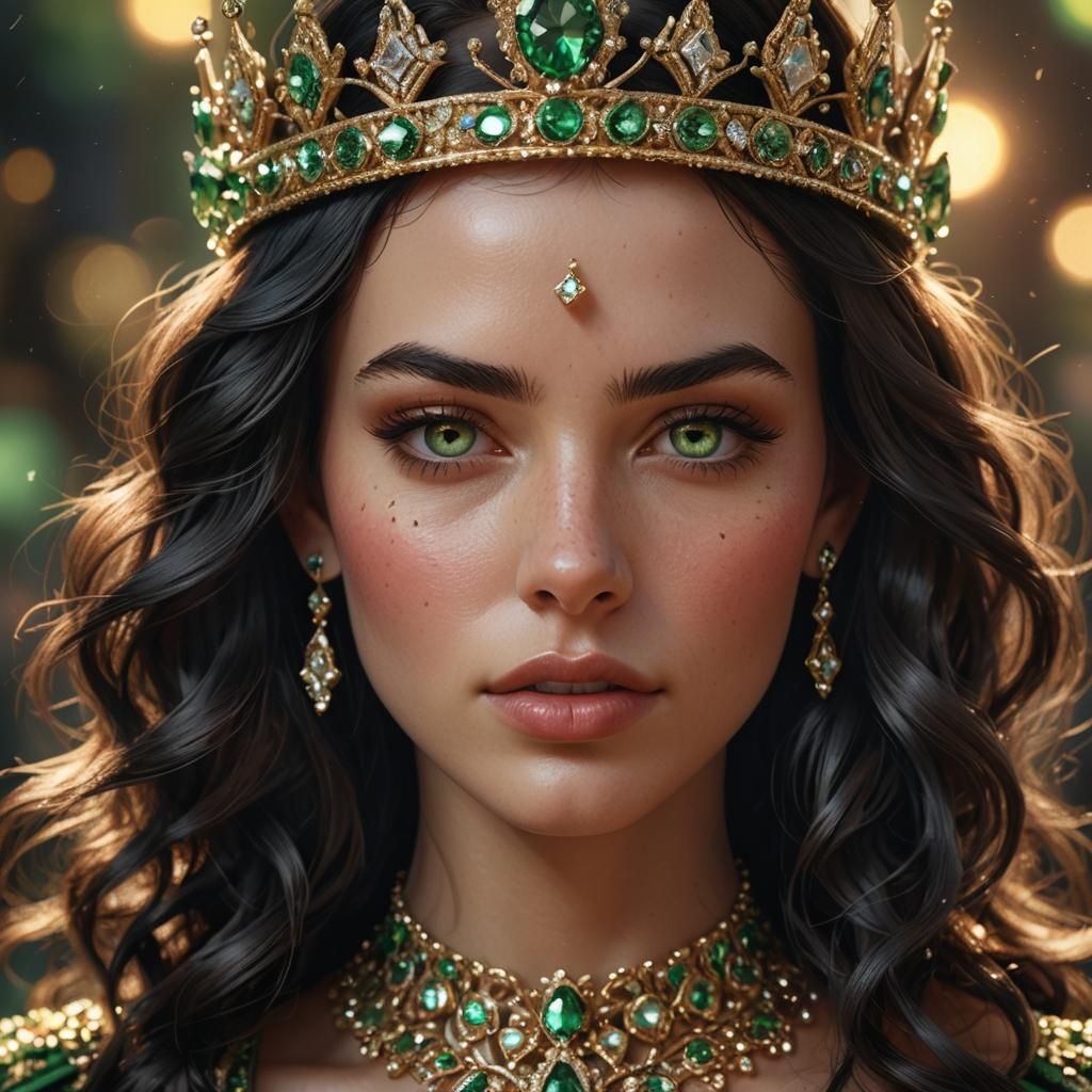 Diamond Crown Portrait in Hyper-Realistic Pixel Art