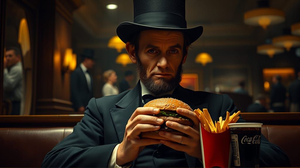 President Lincoln in Elegant McDonald's Setting, Oil Paintin...