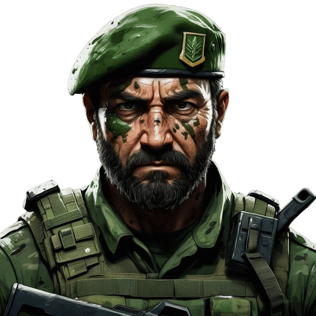 Green Beret Face with Special Forces Emblem