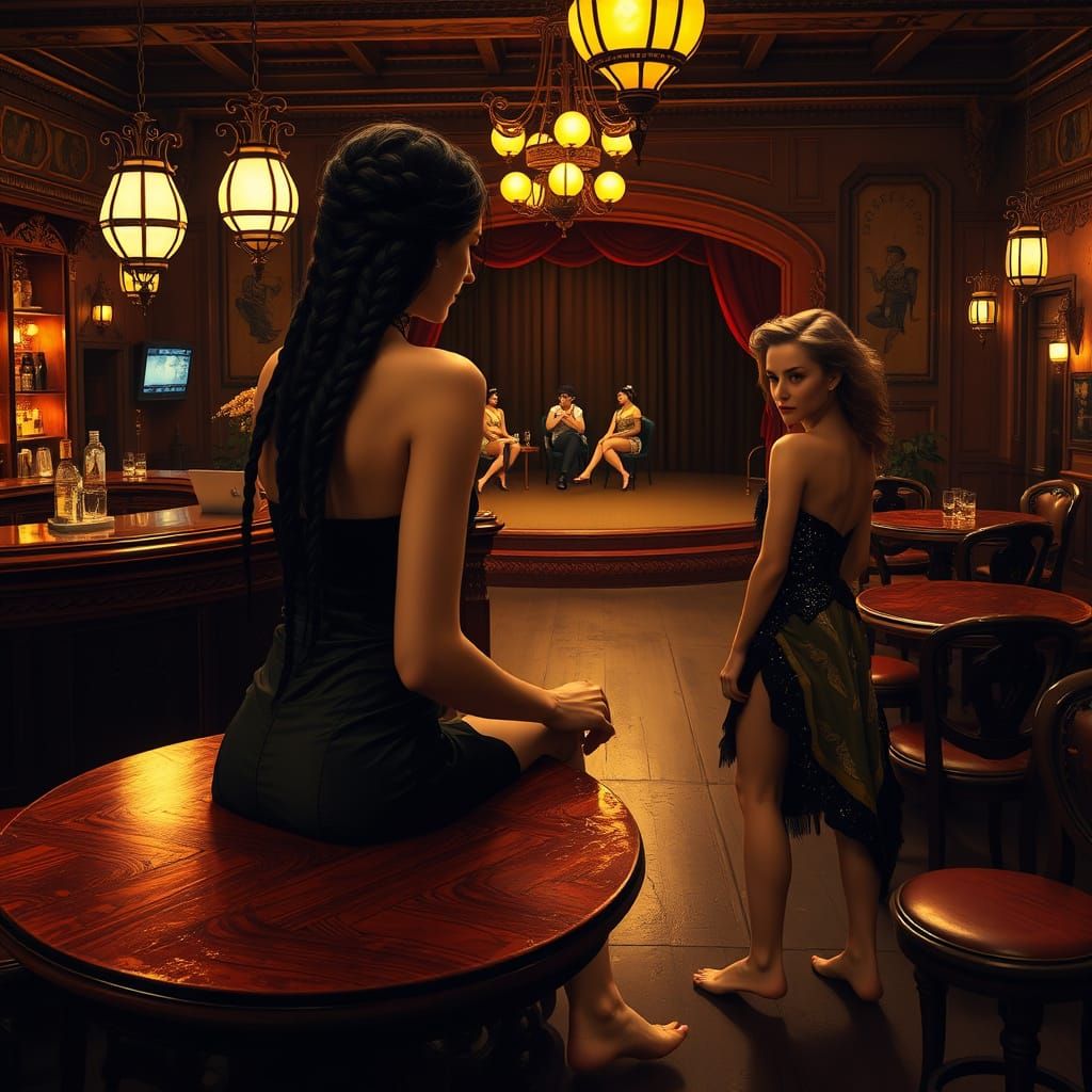 Revolver-Lady in Elegant Saloon