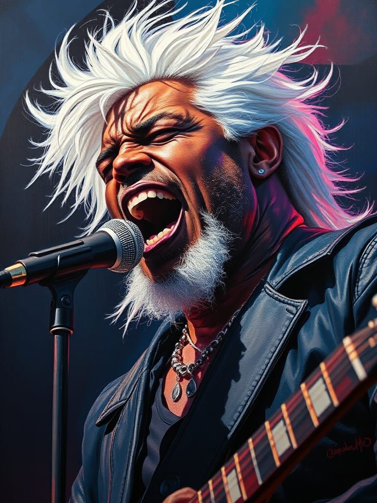 Rock Star Portrait in Impasto Acrylic Style