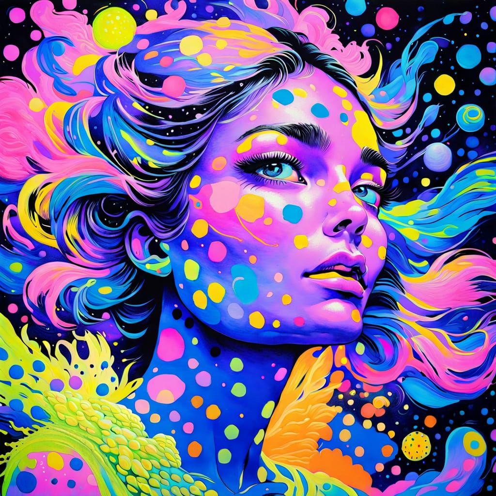 Bioluminescent Dreamer: A Neon Impressionist Blacklight Pain...