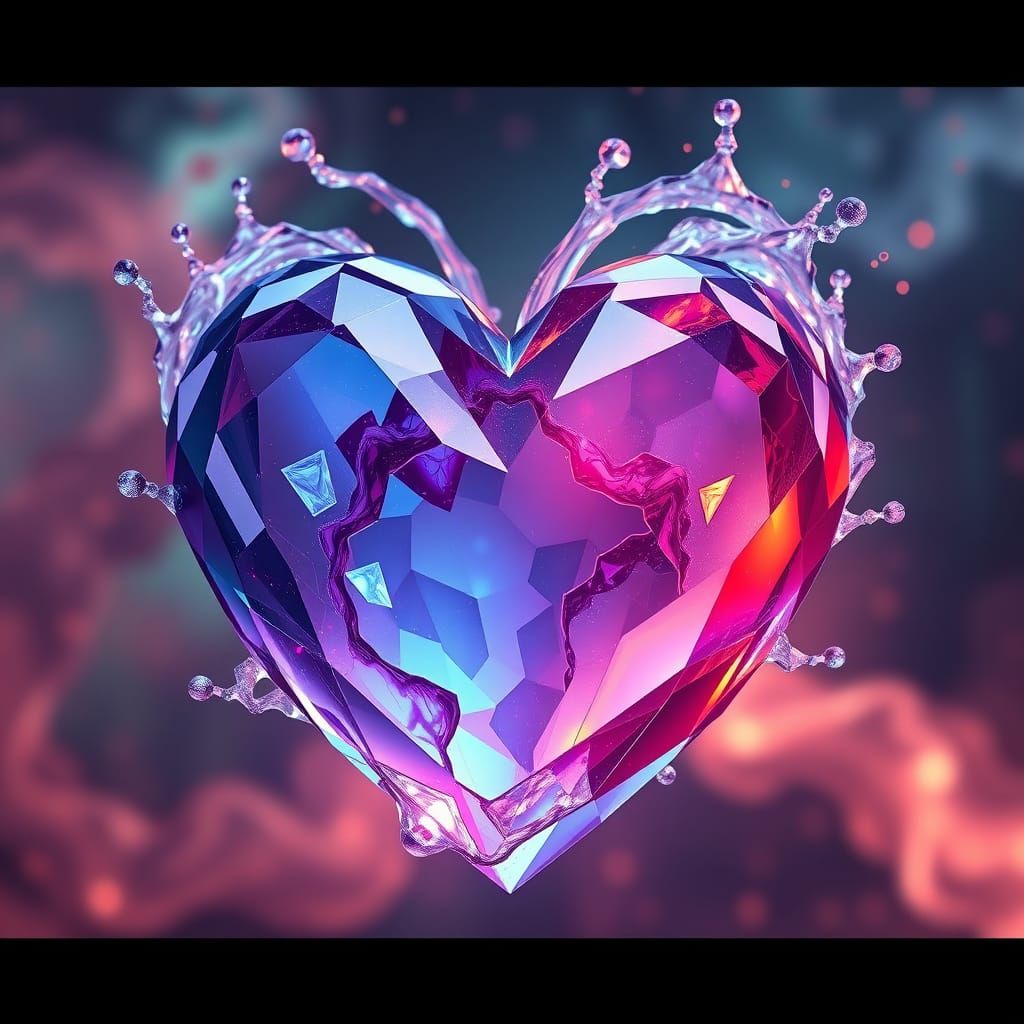 Glass Heart in Deep Fantasy Colors