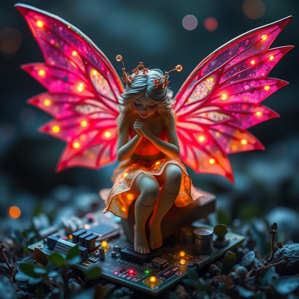Fairy with Organic Motherboard Wings