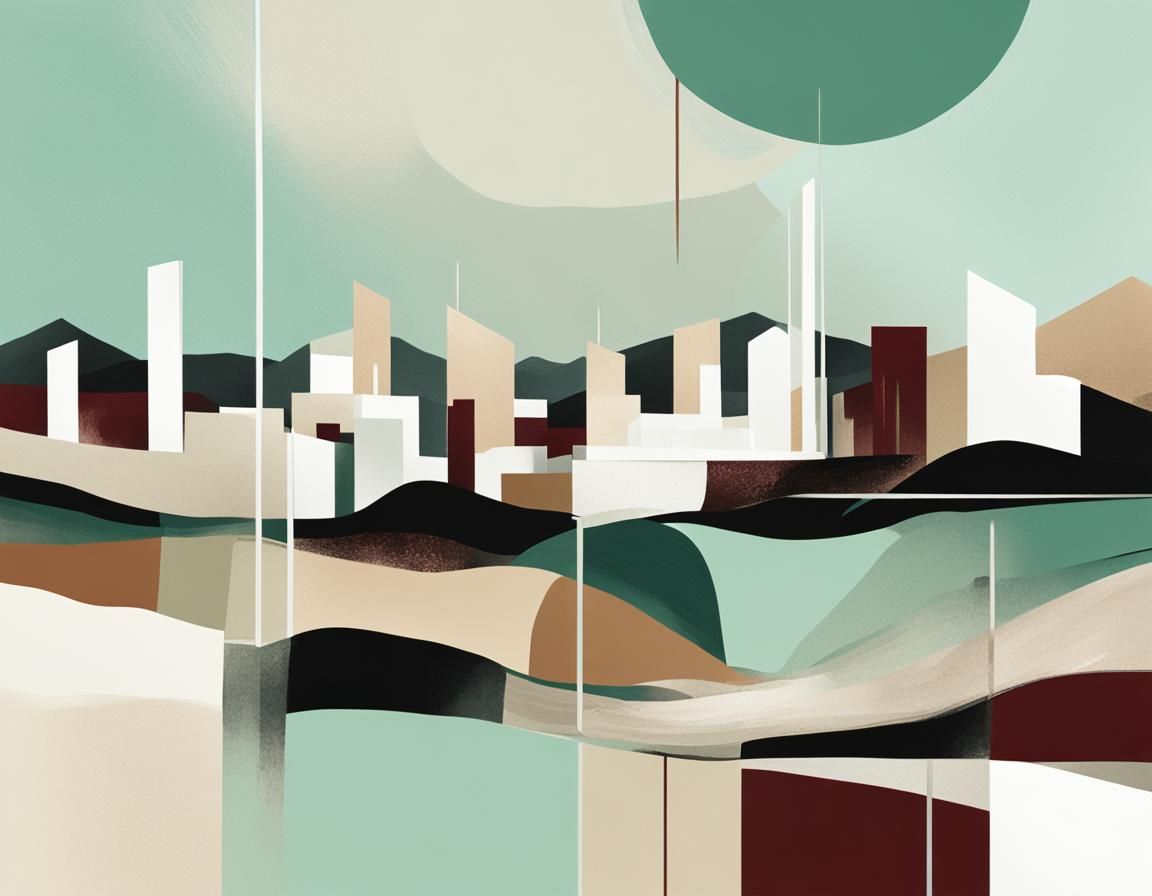 Modern Abstract Cityscape in Soft Hues