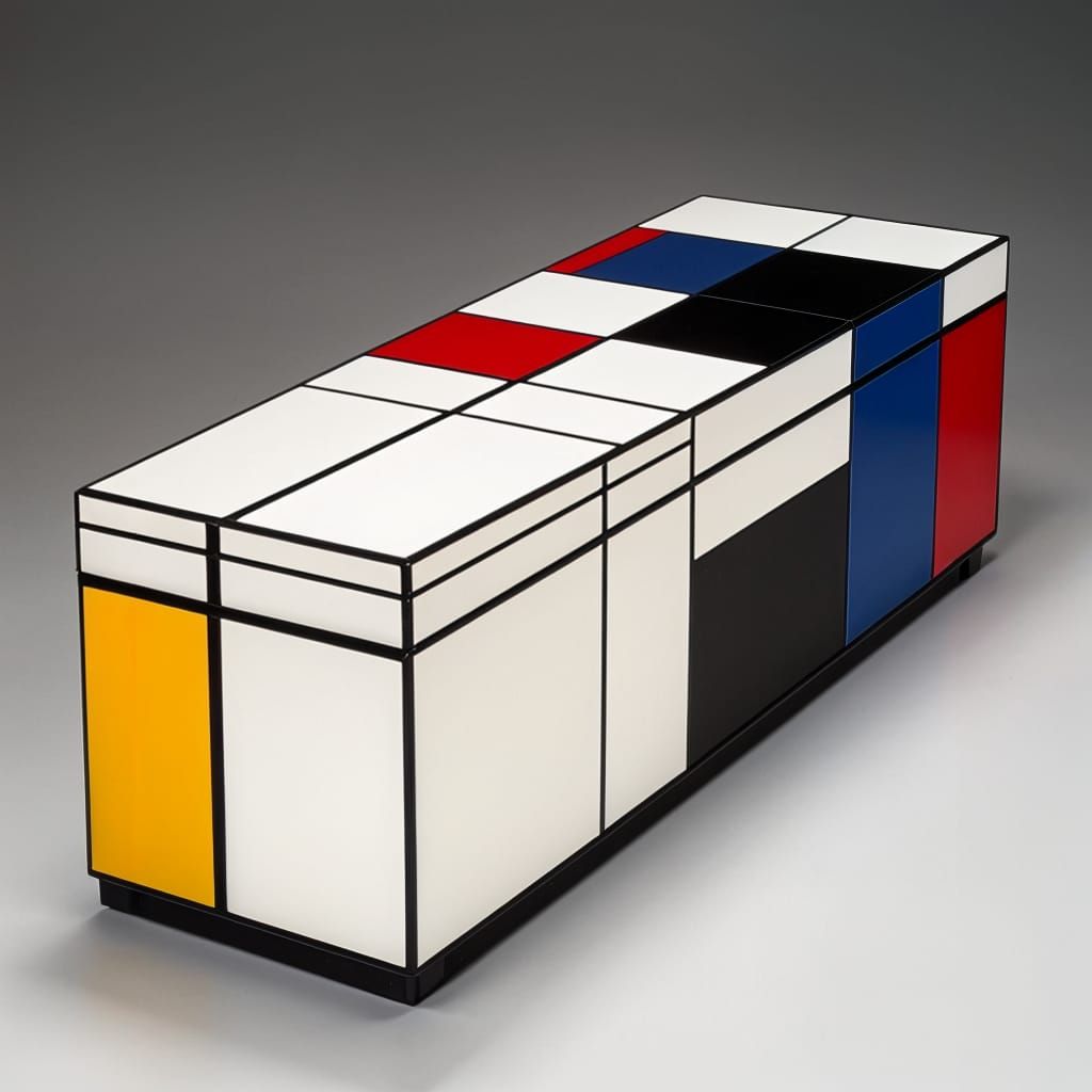 Abstract Coffin Design Inspired by Piet Mondrian