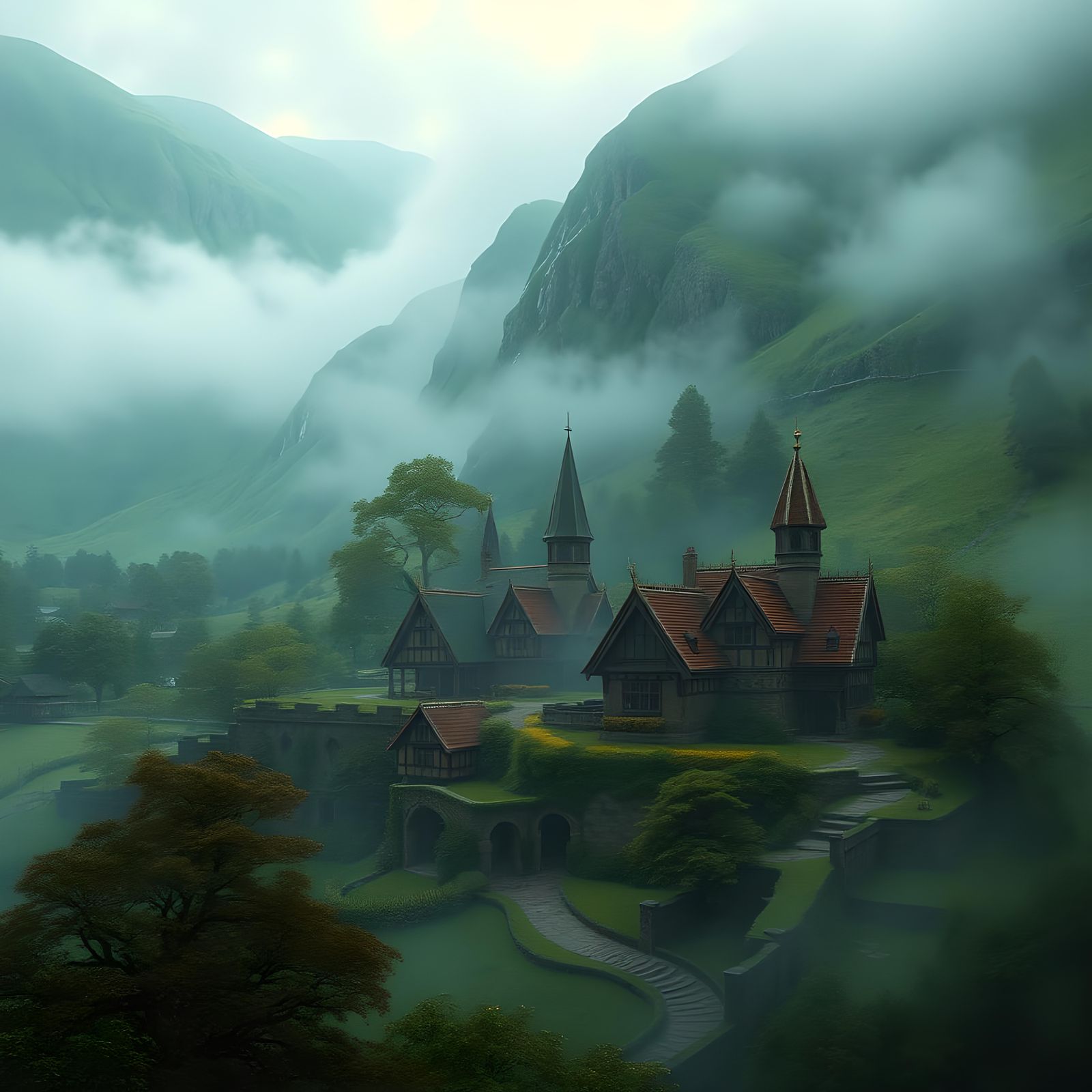 Brigadoon Detailed Matte Painting in Deep Color