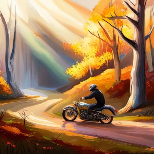 Rat Bikers Ride Through Autumn: Hyperrealistic Splash Art