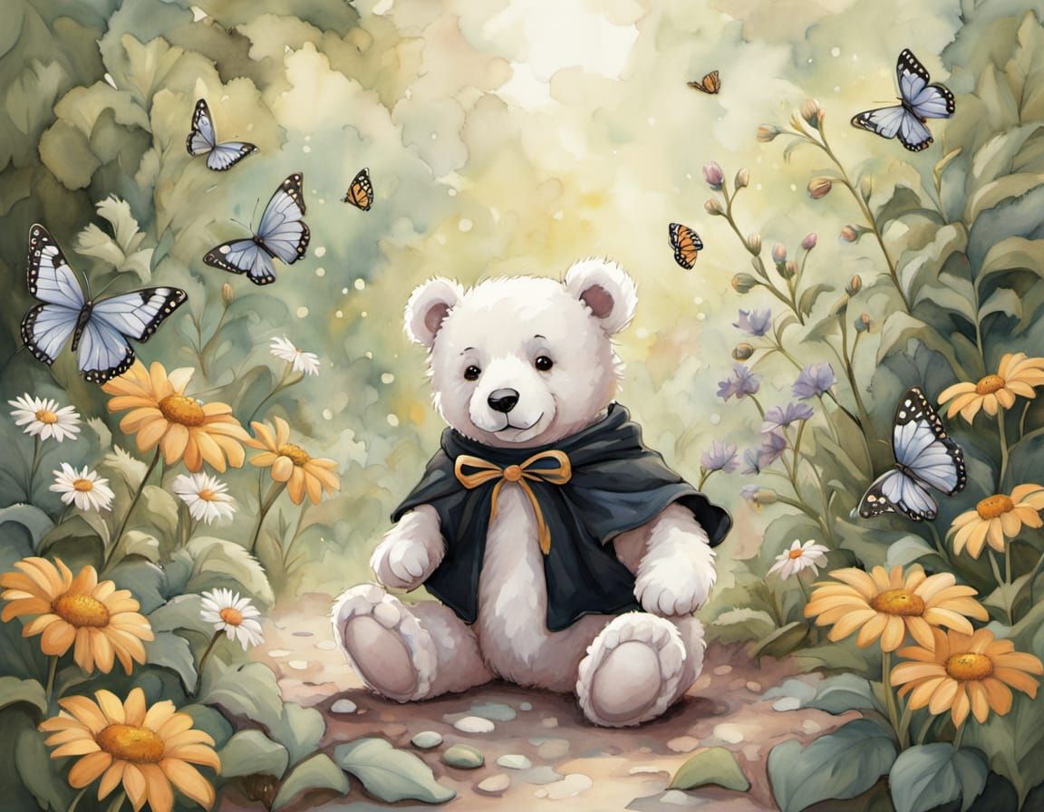 Teddy Bear's Garden Adventure: A Watercolor Dream