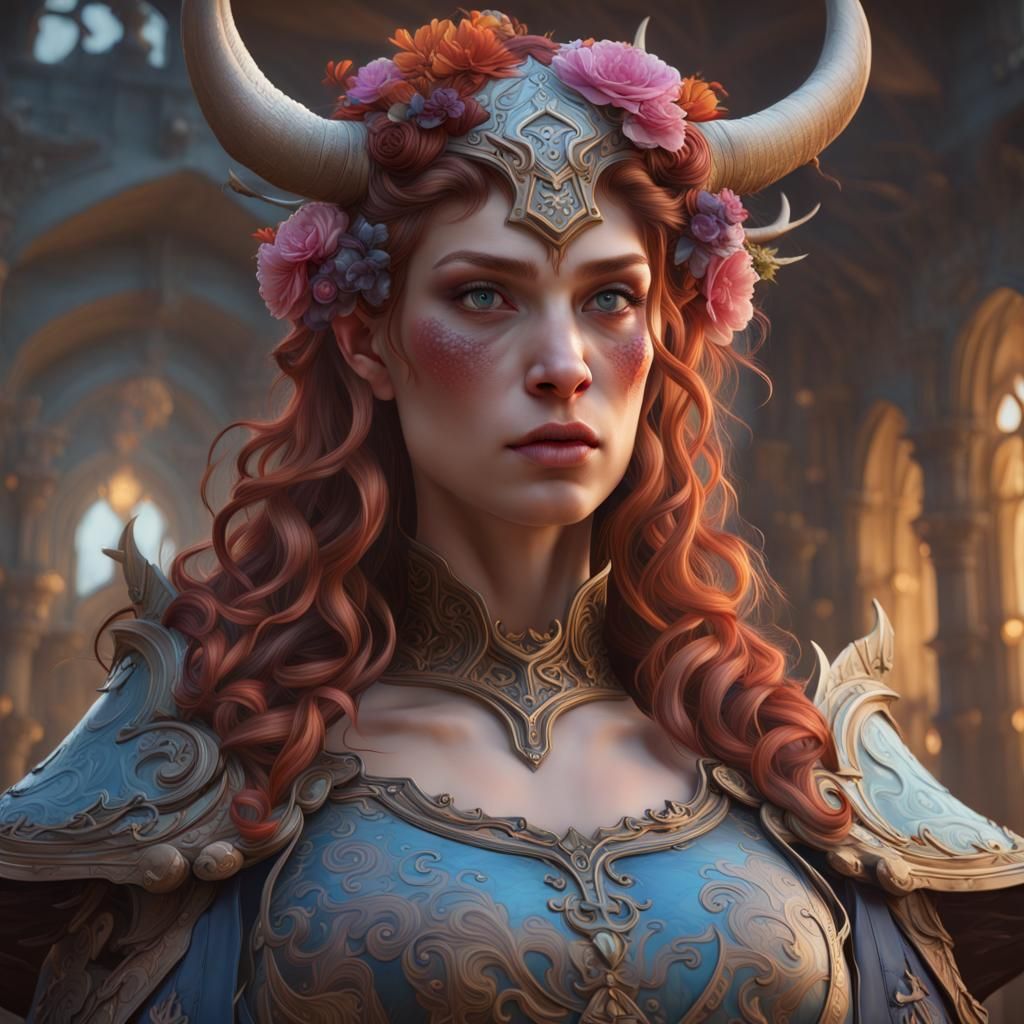 Detailed Cow Portrait in Vibrant Color