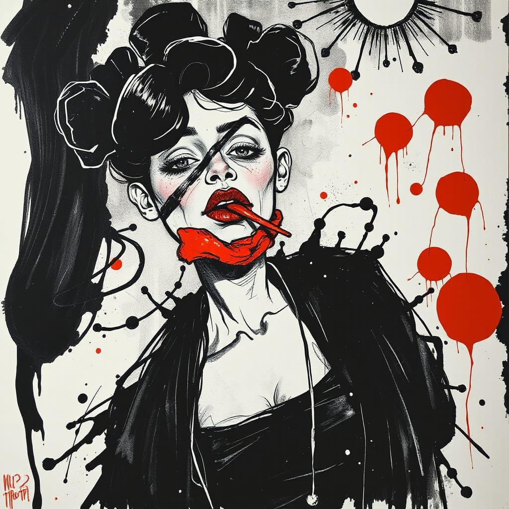 Disney Princess in Kentridge, Schiele, and Rothko Style