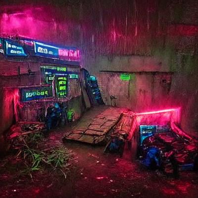 Cyberpunk Jungle Warzone: Space Marine Bunker
