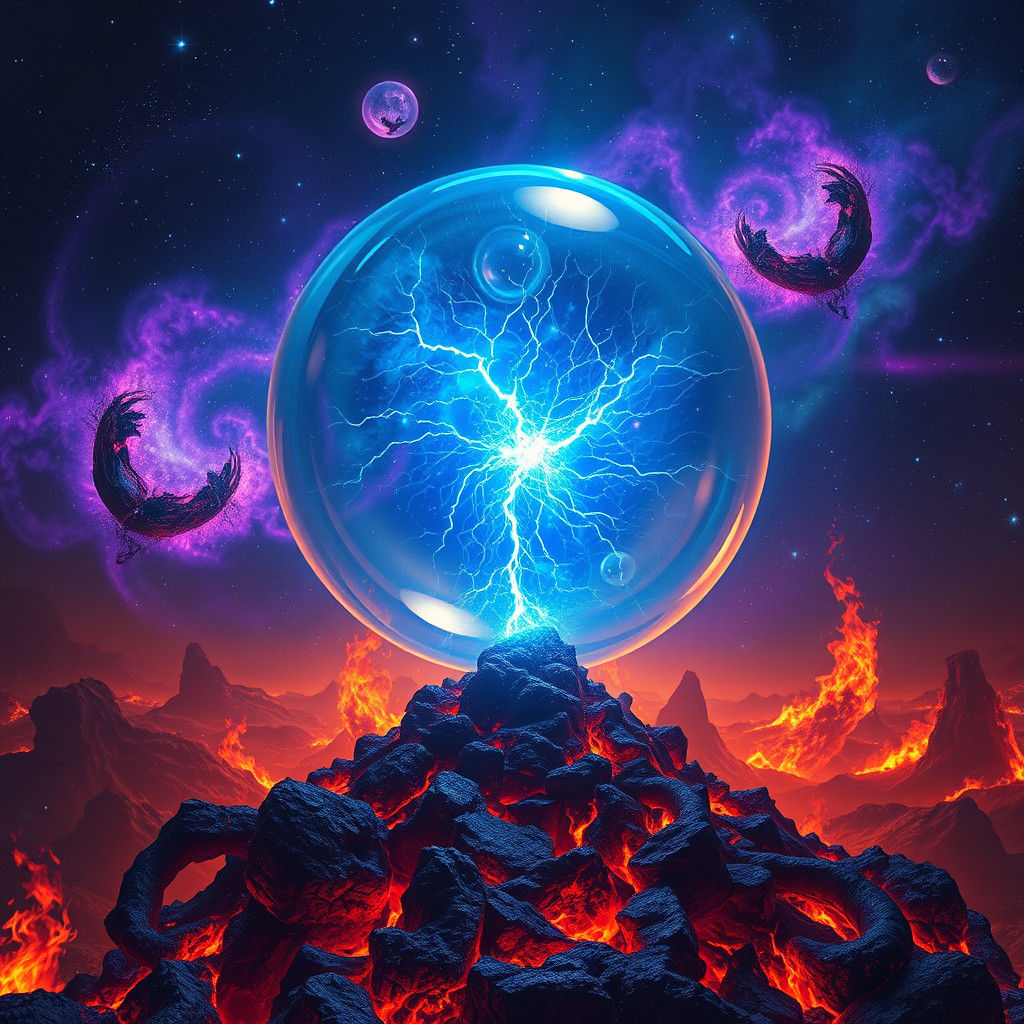 Blue Spark Ignites Hell in Galaxy Bubble