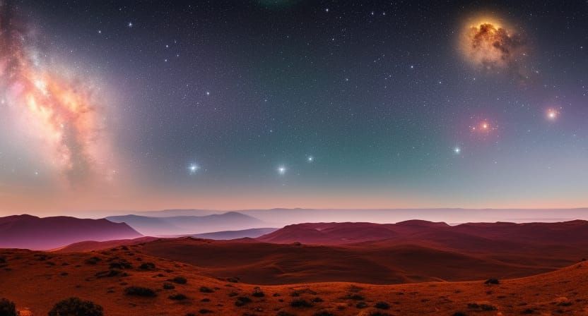 Radiant Solar System Nightscape: Digital Matte Painting