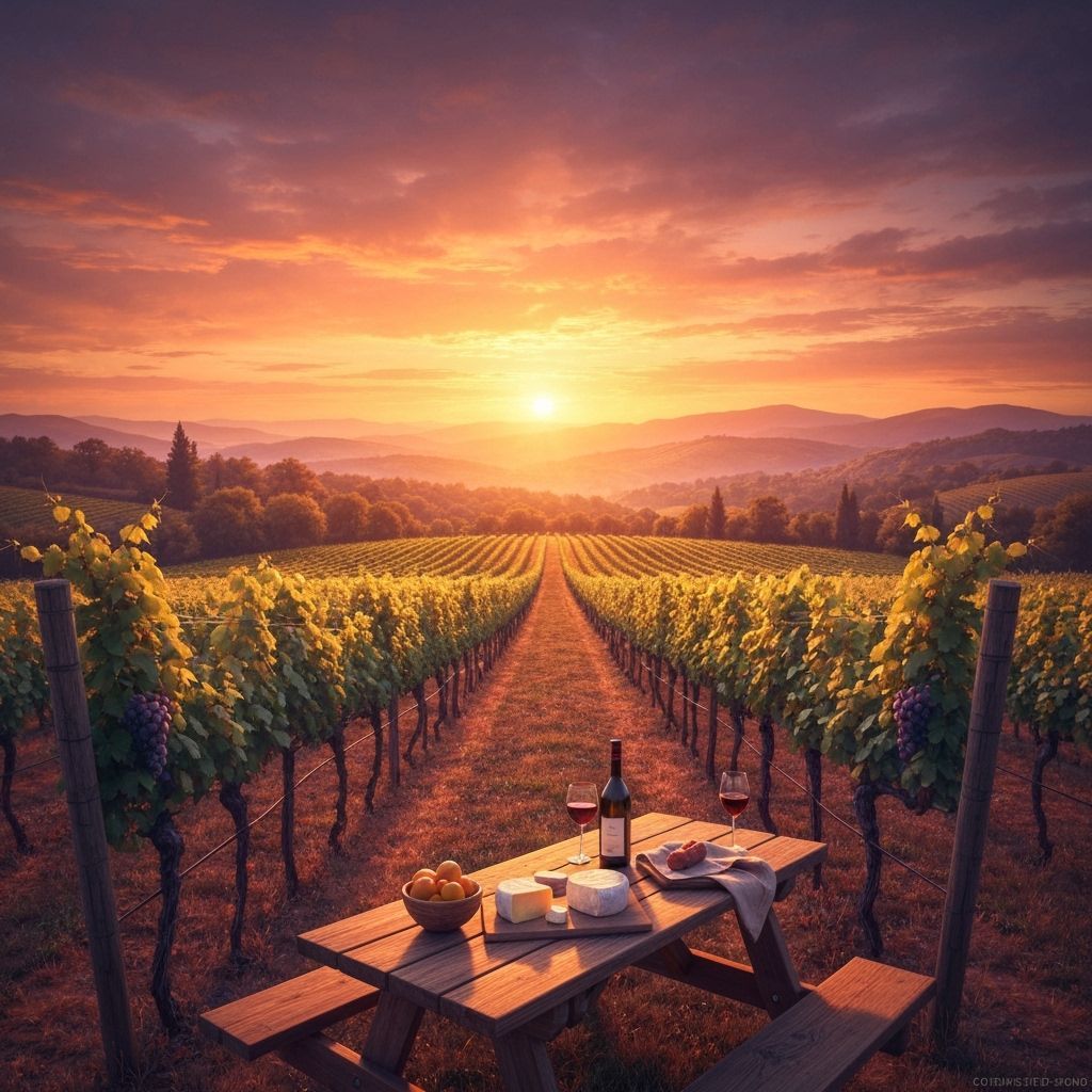 Vineyard at Sunset: Cinematic Digital Matte Painting
