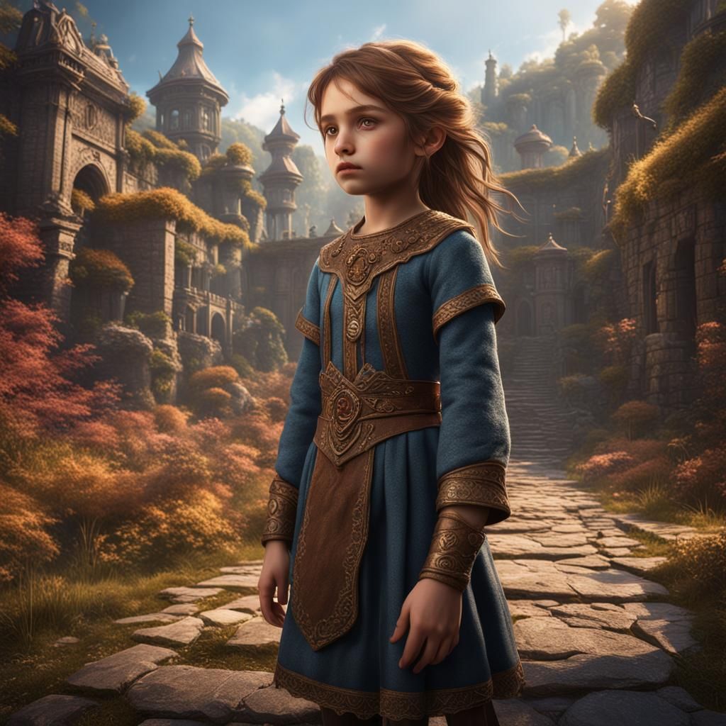 Fantasy Portrait of a Young Girl in Matte Painting Style
