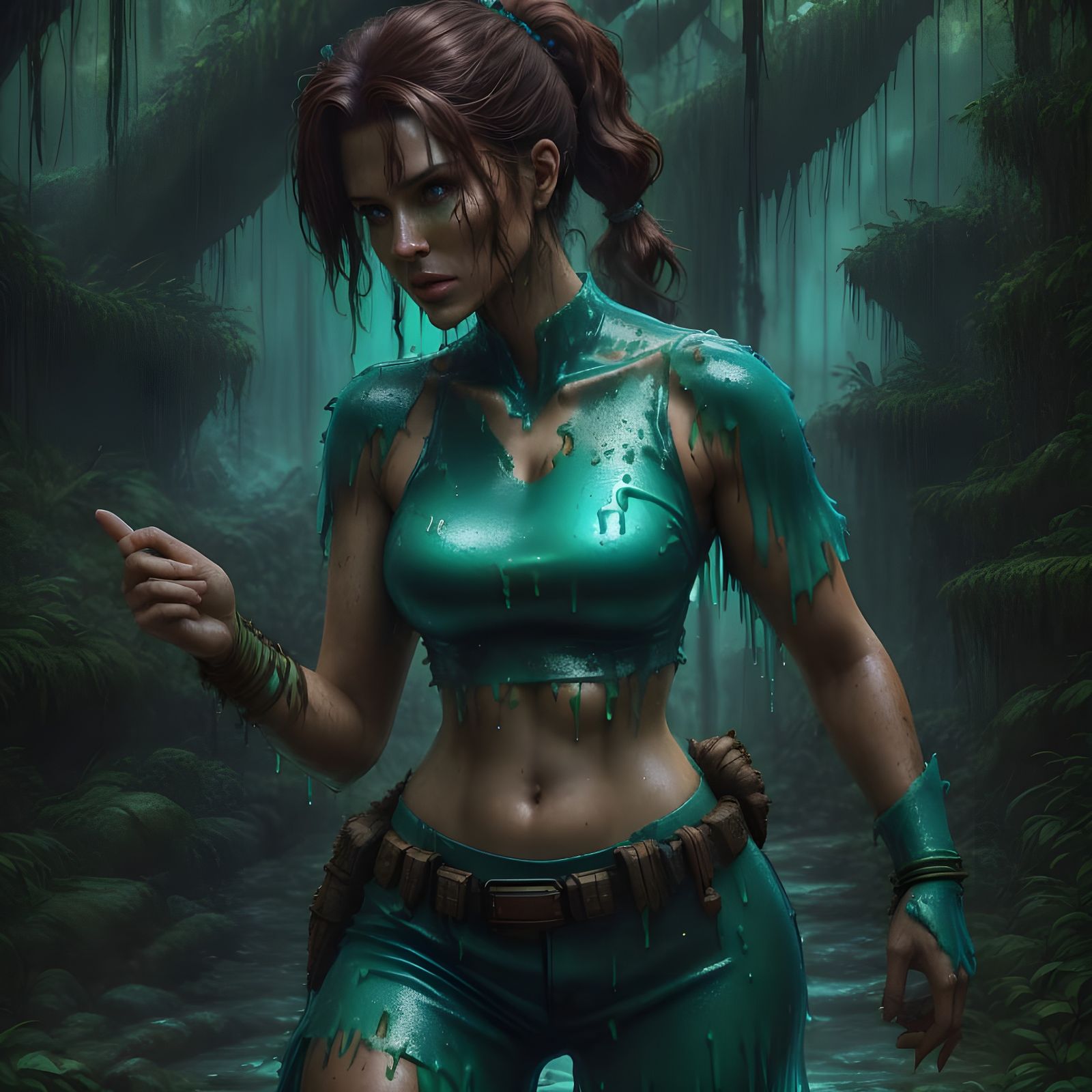 Heroic Quest through Ancient Jungle Ruins in Comic Style