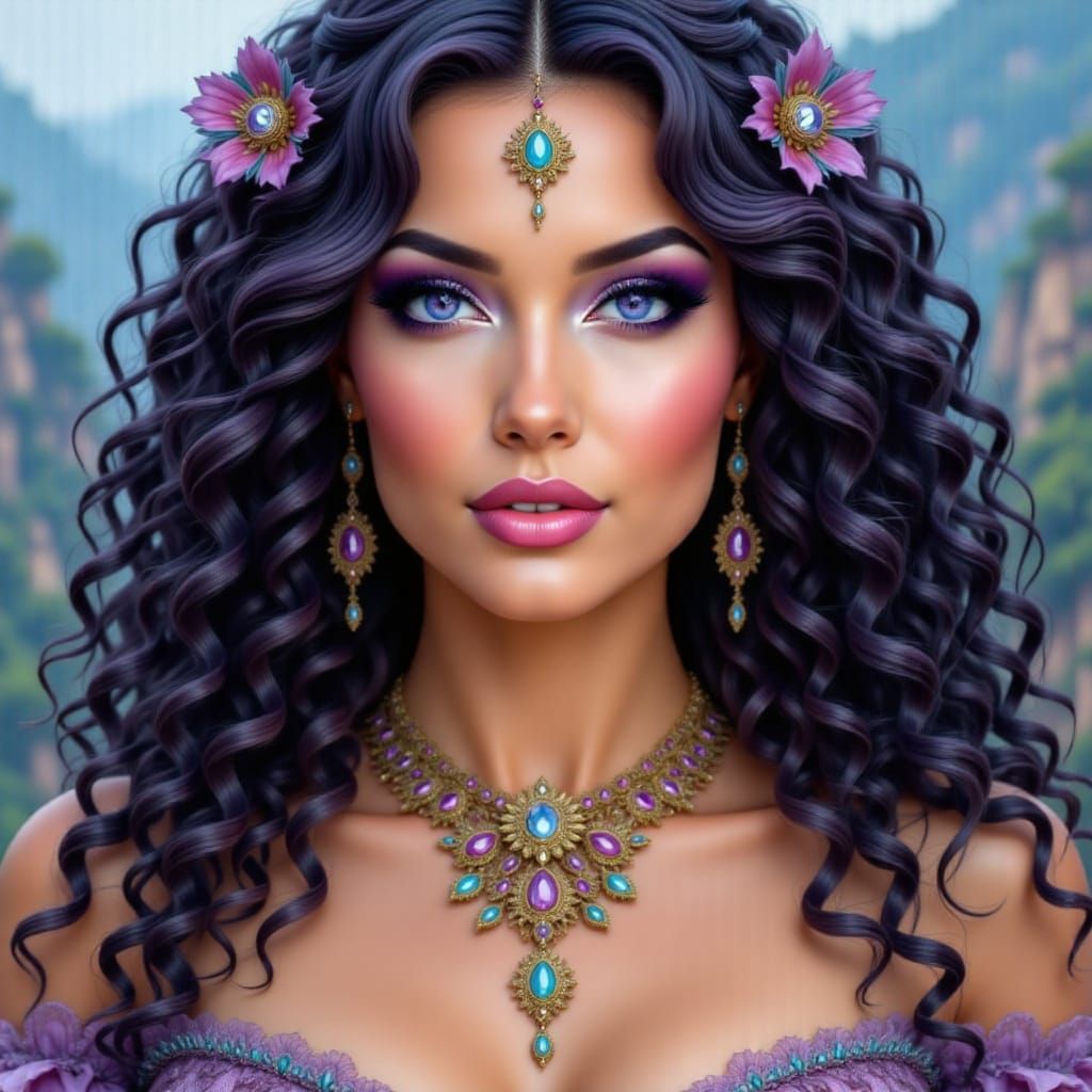 Glamorous Gypsy Adorned with Celestial Jewels