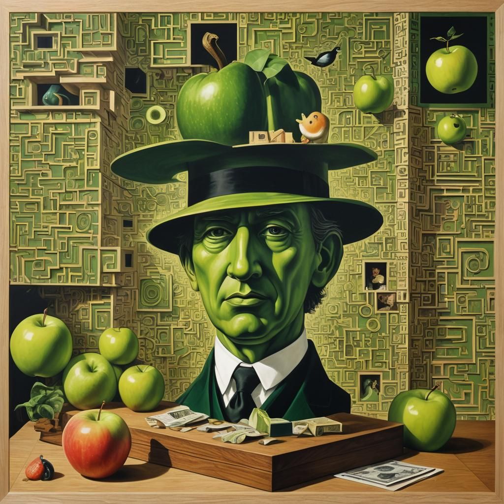 Surreal Lithograph of a Metatron Cube Labyrinth