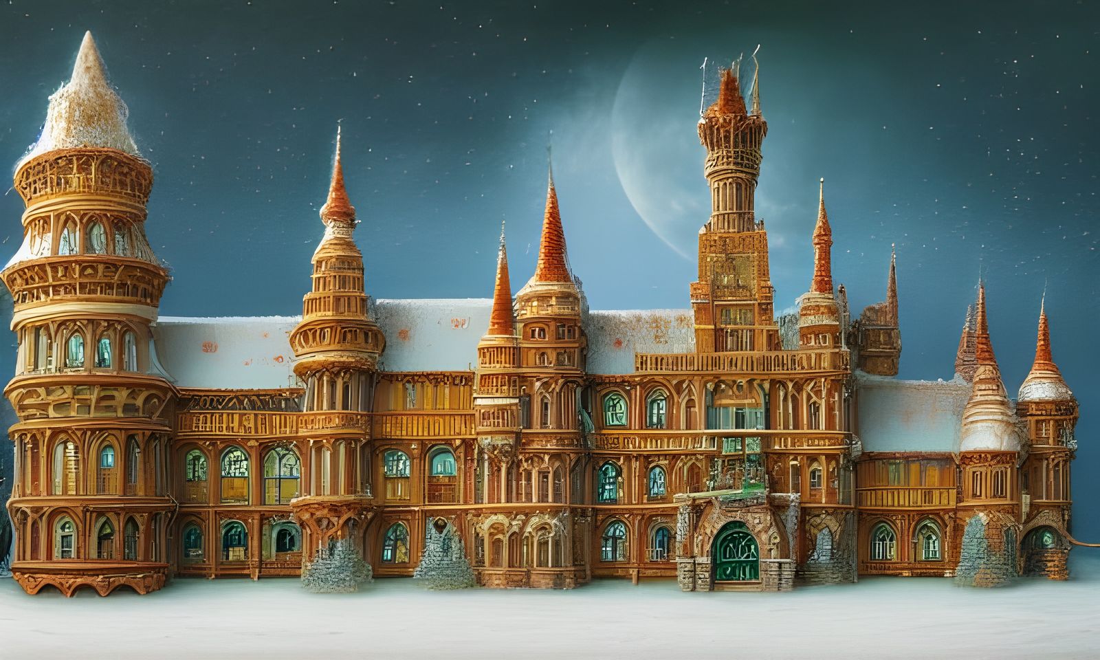 Epic Christmas Gingerbread Palace Painting