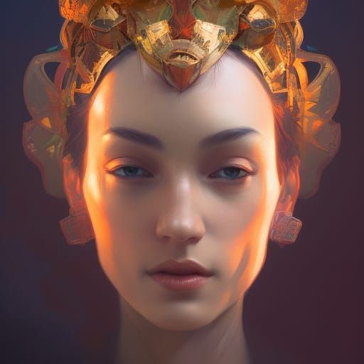 Detailed Portrait of a Queen in Art Nouveau Style