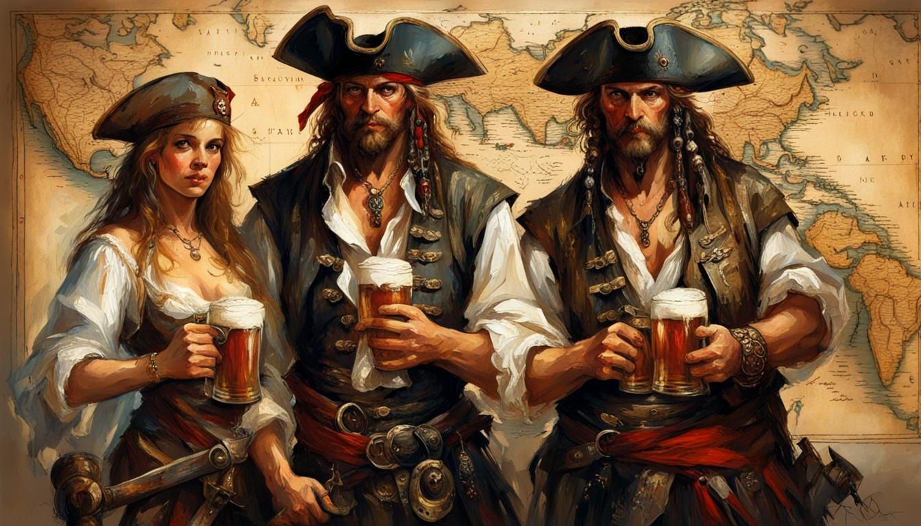 Pirate Fantasy World Map Illustration