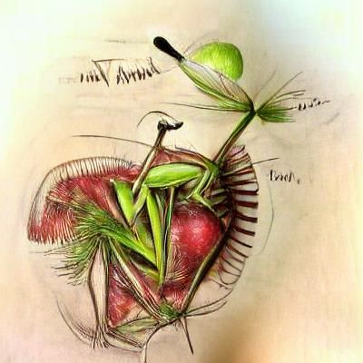 Botanical Sketch: Venus Flytrap Praying Mantis Hybrid