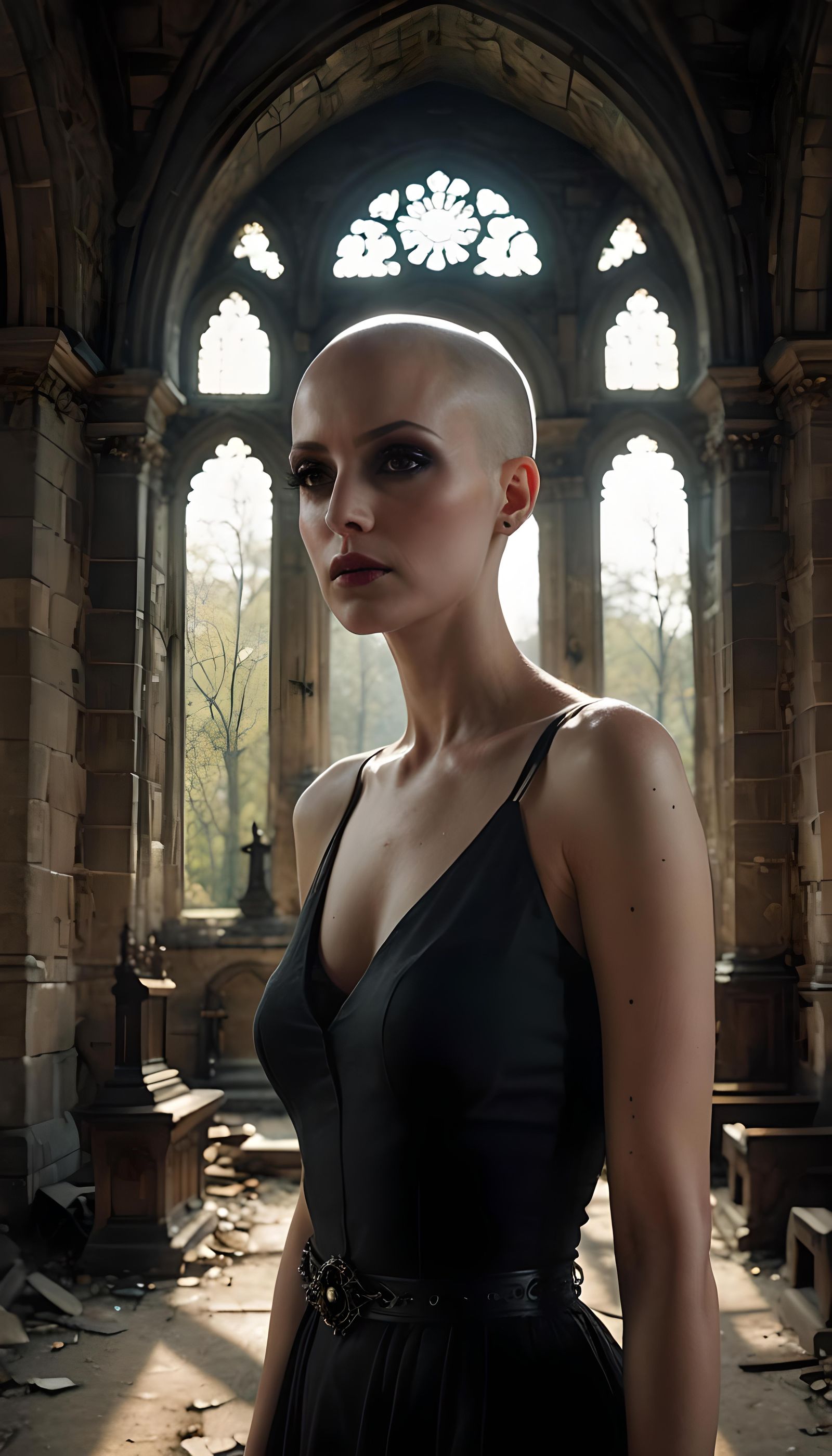 Ethereal Goth Portrait in Ruined Church
