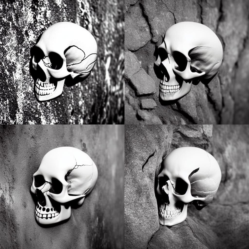 Dark Spirit Climbing Inside Open Skull