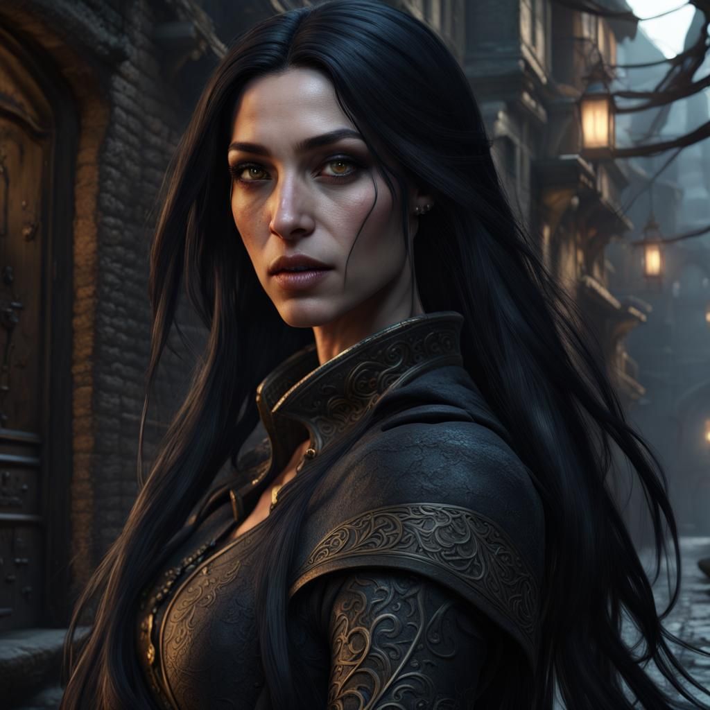 Elven Rogue in Dark Alleyway: Fantasy Concept Art