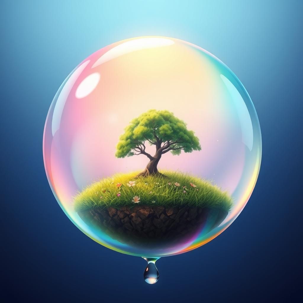 Crystalline Orb Encasing Vibrant Miniature Planet