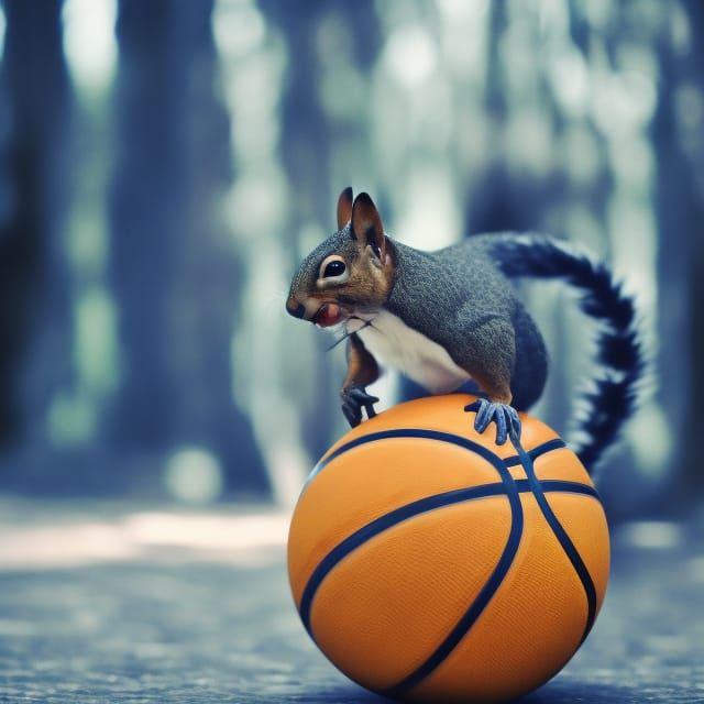 Squirrels Play Basketball in Deep Color