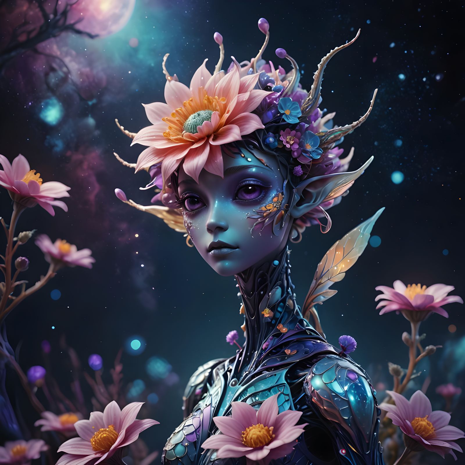 Extraterrestrial Bloom: Whimsical Flower Alien