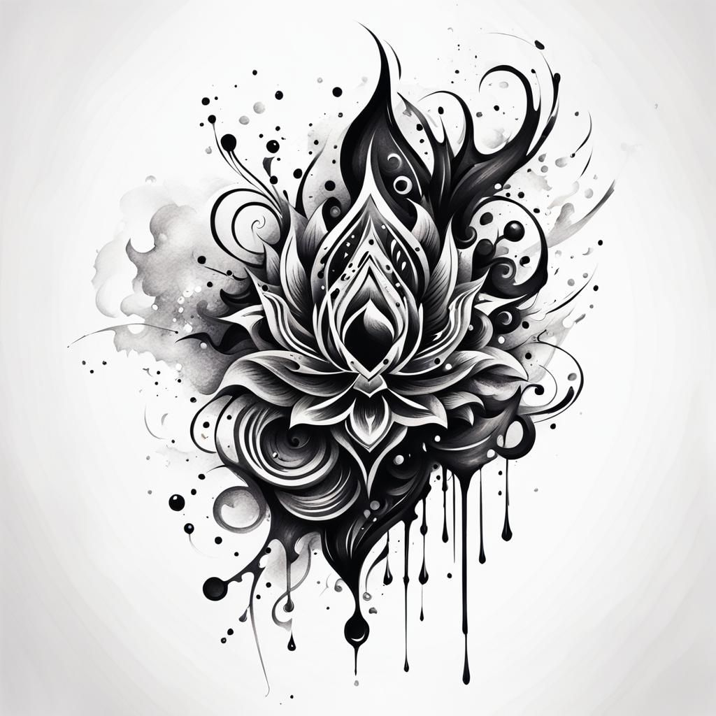 Abstract Tattoo Sketch Design on White