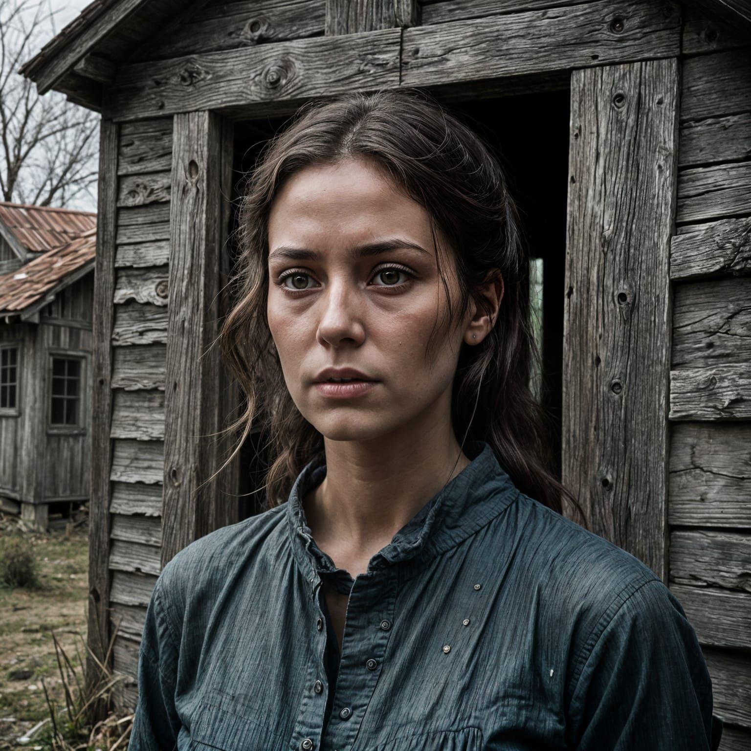Surreal Portrait of a Woman with Mirrored Face and Sacred Ey...