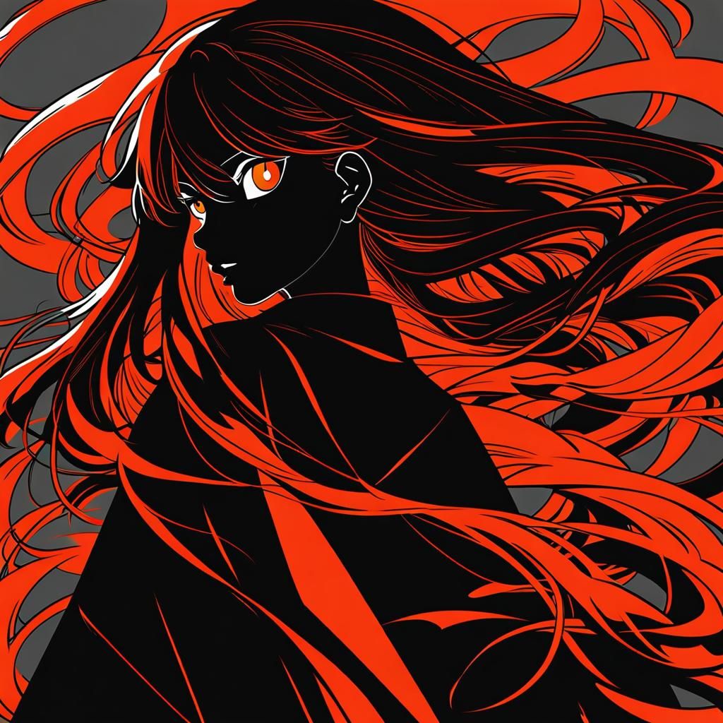 Cyberpunk-Inspired Anime Portrait of a Fiery Redheaded Teena...