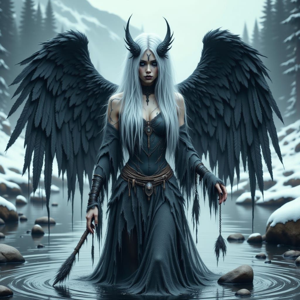 Supernatural Frost Angel Emerges from Nordic River
