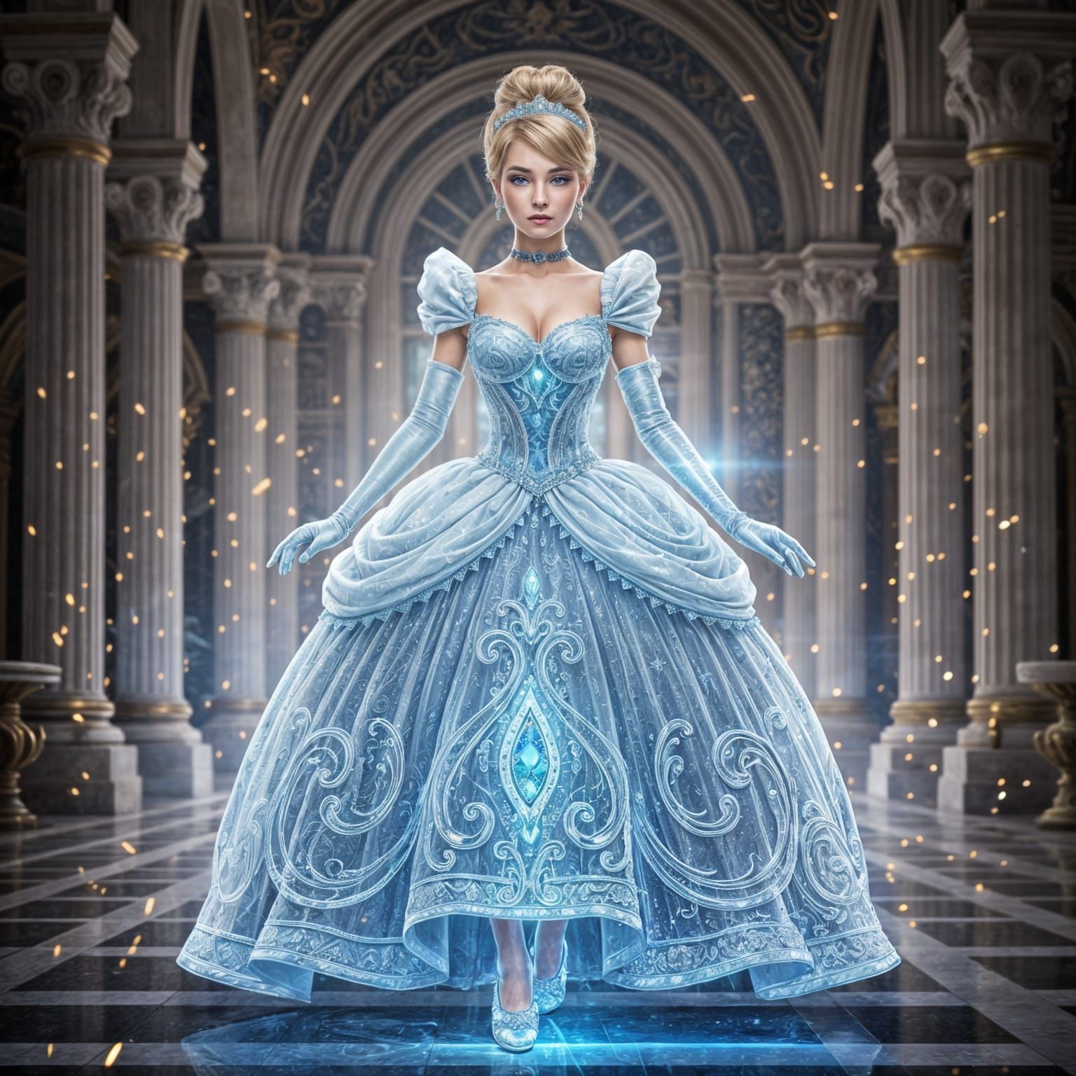 Princess Cinderella in Epic Glass Dress and Slippers