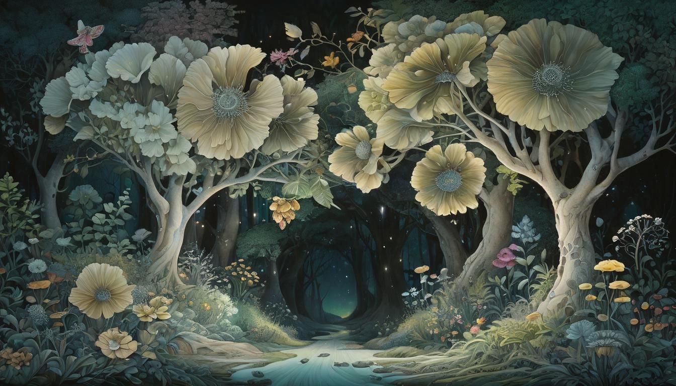 Mystical Woodland Scene in Oil Painting Style