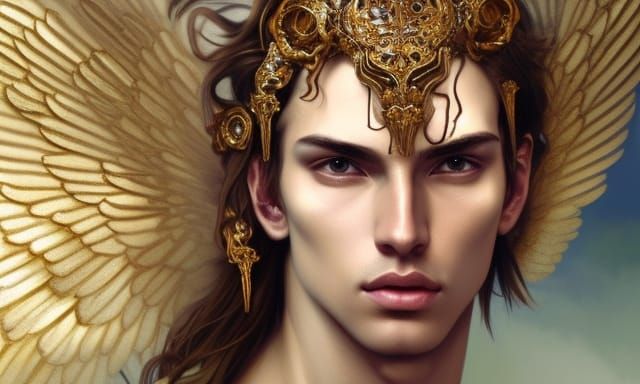 Ethereal Angelic Model with Gold Accessories