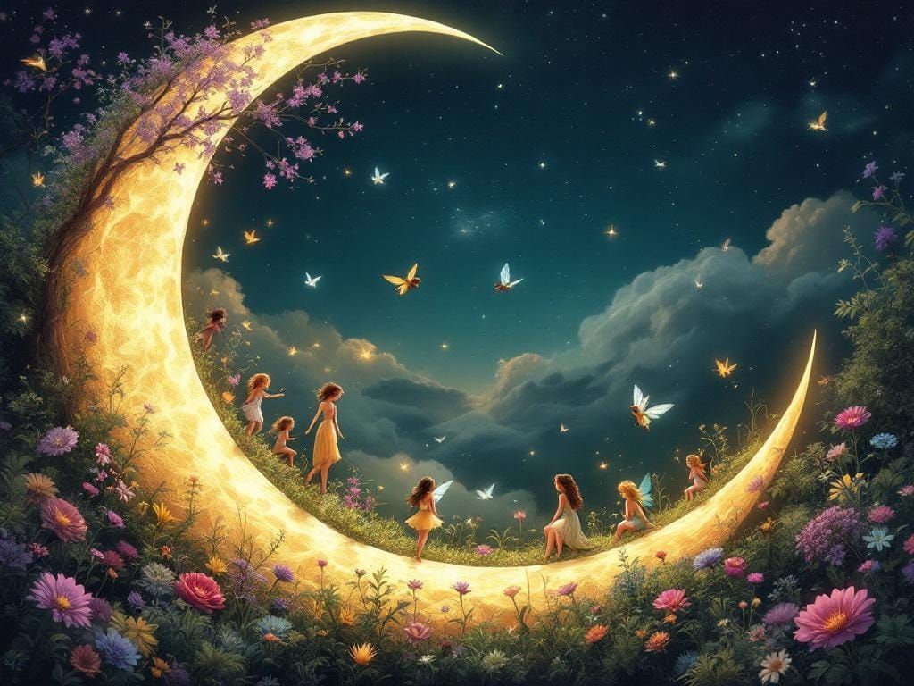 Fairy Playground Inside a Crescent Moon