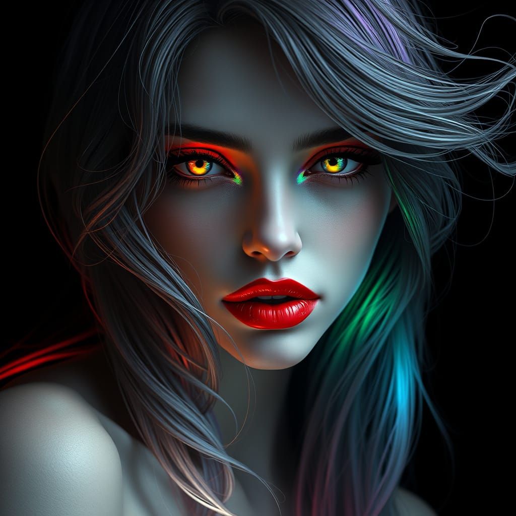 Gothic Goddess in Rainbow Hues