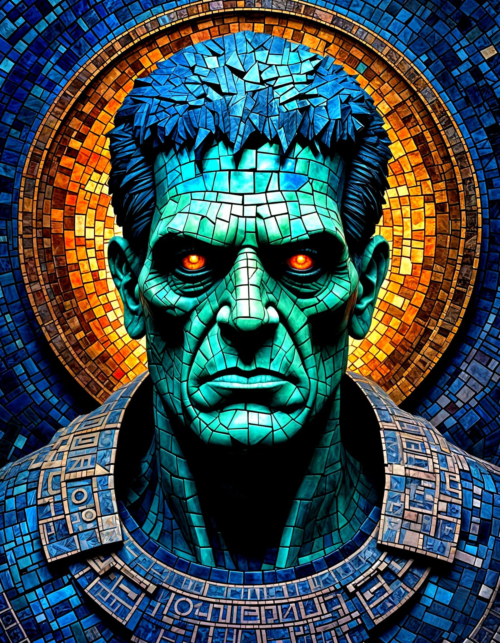 Frankie the Sinister Greek Mosaic Monster