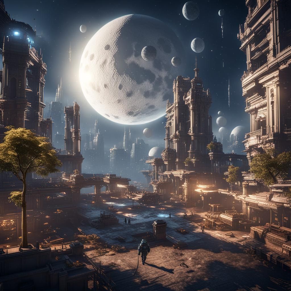 Spectacular City on the Moon in 3D