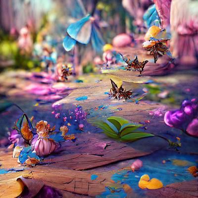 Fairies Fluttering in a Detailed Wonderland Painting