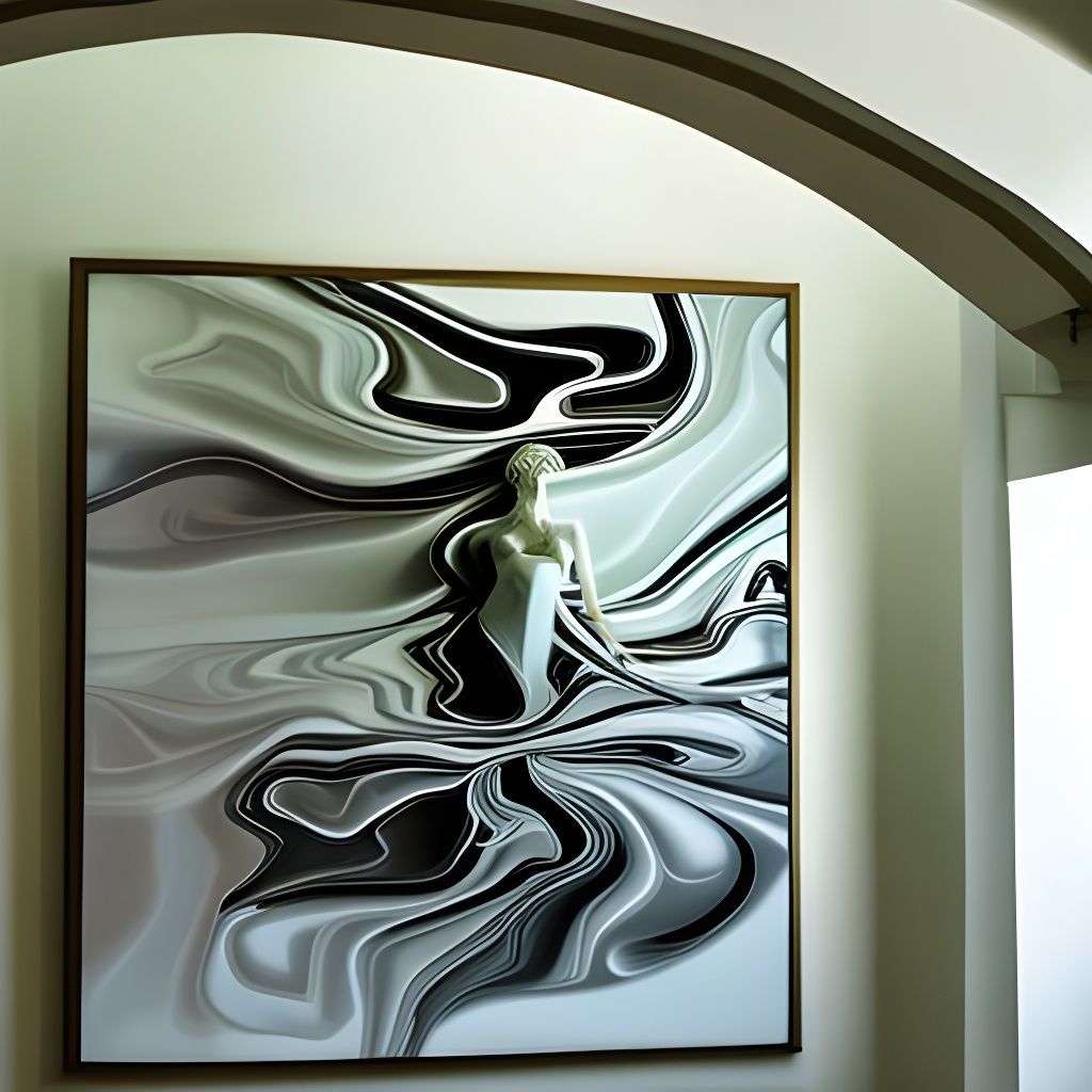 Woman in White Dress in Art Gallery