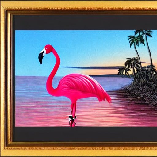 Flamingo at Sunset: Detailed Matte Painting